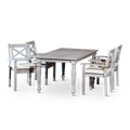 Rectangular 5 Piece Dining Set Silver Grey Solid Wood