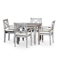 Square 5 Piece Dining Set Silver Grey Solid Wood