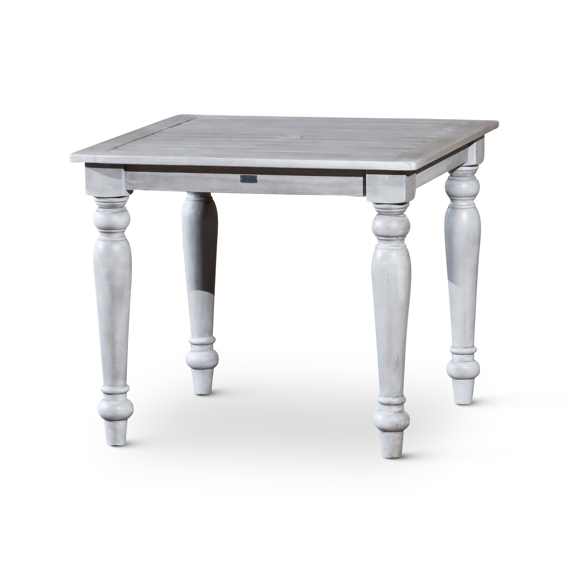 Square Dining Table Silver Grey Solid Wood