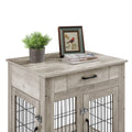 Furniture Style Dog Crate End Table With Drawer, Pet Kennels With Double Doors, Dog House Indoor Use, Grey, 29.9'' W X 24.8'' D X 30.71'' H. Gray Particle Board