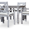 Square 5 Piece Dining Set Silver Grey Solid Wood