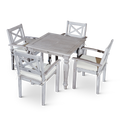 Square 5 Piece Dining Set Silver Grey Solid Wood