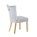 Eva 2 Piece Gold Legs Dining Chairs Finished With Velvet Fabric In Silver Silver Bedroom Contemporary,Modern Accent Chairs Acacia Solid Wood Mdf Stainless Steel