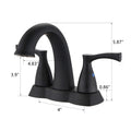 2 Handle 4 Inch Centerset Bathroom Sink Faucet With Pop Up Drain, Matte Black Matte Black Zinc