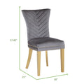 Eva 2 Piece Gold Legs Dining Chairs Finished With Velvet Fabric In Gray Gray Bedroom Contemporary,Modern Acacia Solid Wood Mdf Stainless Steel