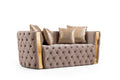 Naomi Button Tufted 2 Pc Set With Velvet Fabric And Gold Accent In Taupe Taupe Velvet 5 Seat