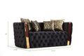 Button Tufted 2 Pc Sofa Set With Velvet Fabric And Gold Accent In Black Black Velvet 5 Seat