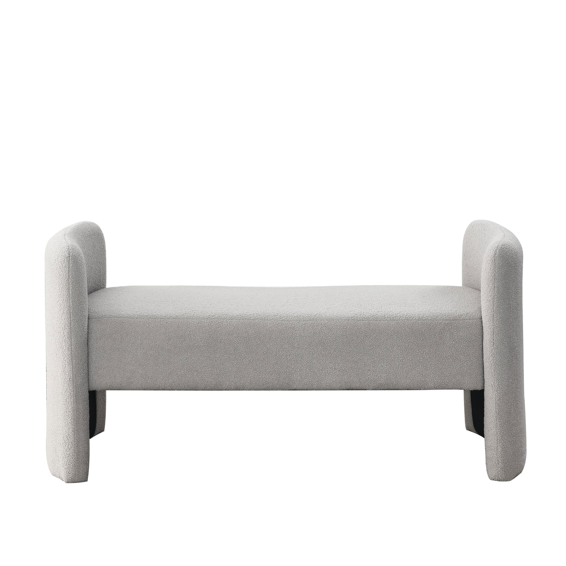 Welike 52" Bench For Bedroom End Of Bed Modern Contemporary Design Ottoman Couch Long Bench Window Sitting Fireplace Bench, Teddy Grey Teddy Foam Polyester