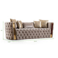 Naomi Button Tufted Sofa With Velvet Fabric And Gold Accent In Taupe Taupe Velvet Wood Primary Living Space Firm Tufted Back Contemporary,Modern Solid Wood Mdf Velvet 3 Seat