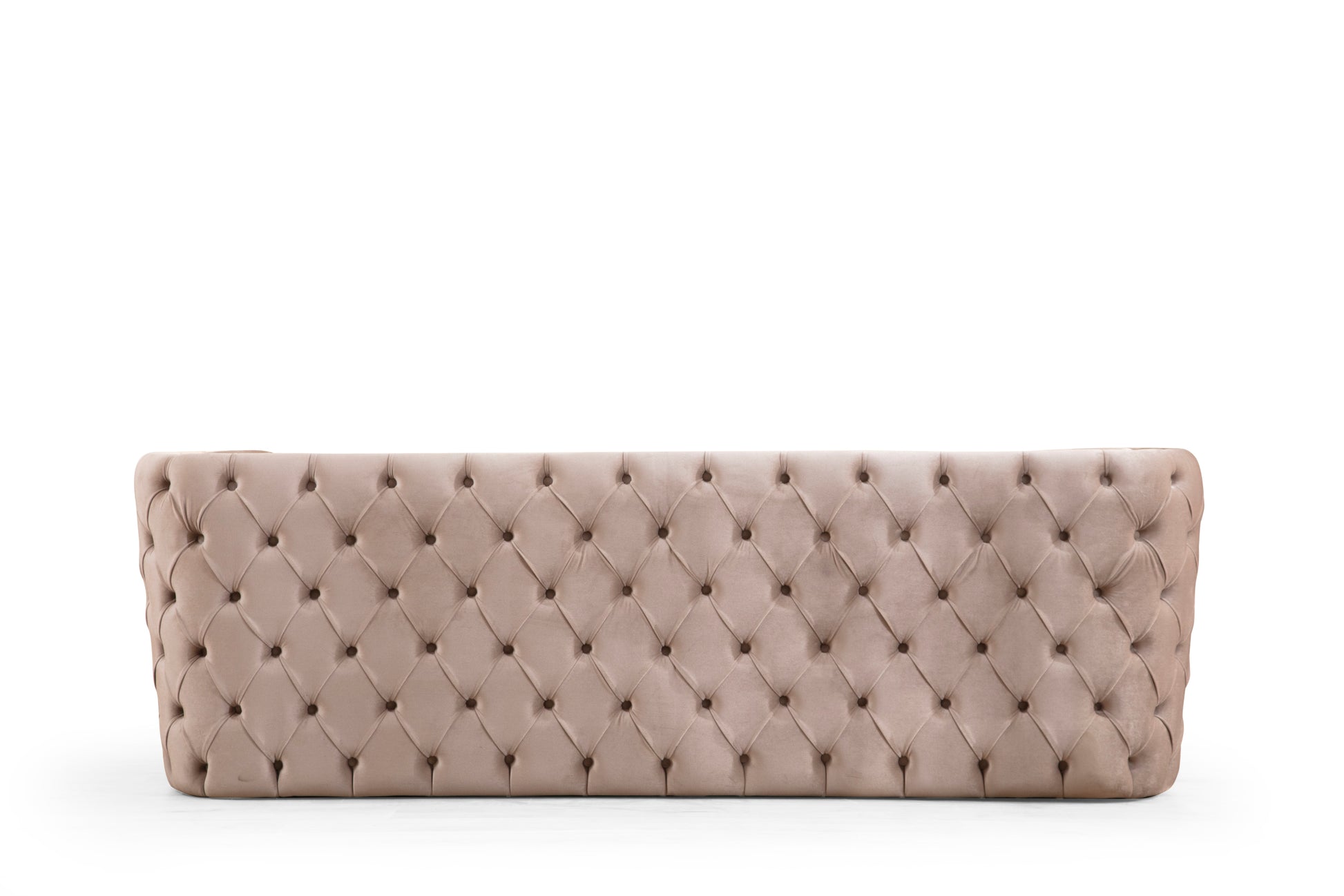 Naomi Button Tufted Sofa With Velvet Fabric And Gold Accent In Taupe Taupe Velvet Wood Primary Living Space Firm Tufted Back Contemporary,Modern Solid Wood Mdf Velvet 3 Seat