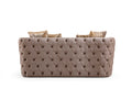 Naomi Button Tufted Loveseat With Velvet Fabric And Gold Accent In Taupe Taupe Velvet