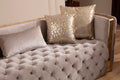 Naomi Button Tufted Loveseat With Velvet Fabric And Gold Accent In Taupe Taupe Velvet