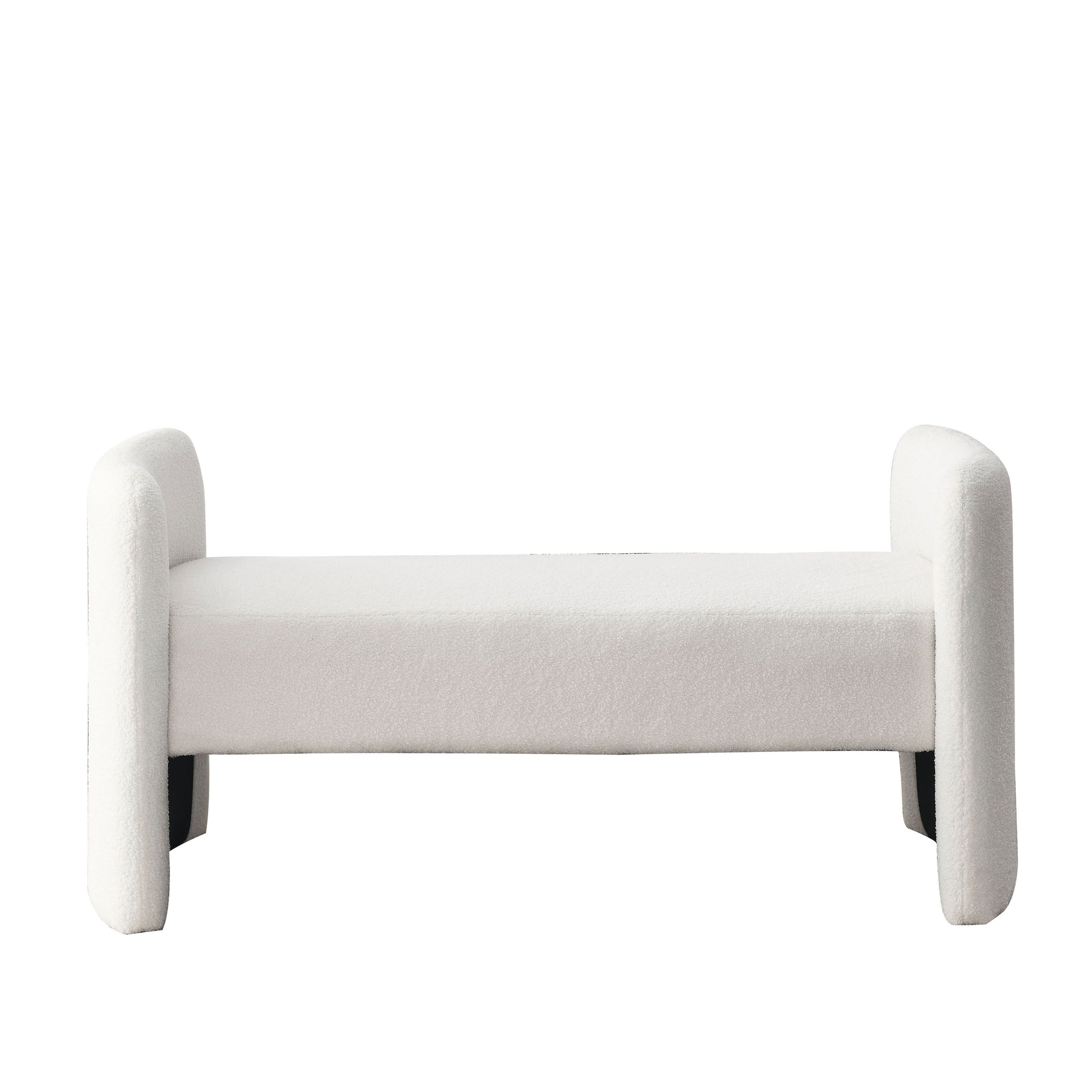 Welike 52" Bench For Bedroom End Of Bed Modern Contemporary Design Ottoman Couch Long Bench Window Sitting Fireplace Bench, Teddy White Ivory Ivory Foam Polyester