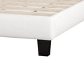 Upholstered Platform Bed With Saddle Curved Headboard And Diamond Tufted Details, Queen, Beige Beige Linen