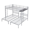 Full Over Twin&Twin Size Bunk Bed With Built In Shelf, Silver Full Silver Metal