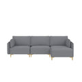 L Shape Sectional Sofa With Usb Grey Fabric Grey Foam Fabric