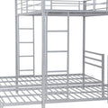 Full Over Twin&Twin Size Bunk Bed With Built In Shelf, Silver Full Silver Metal