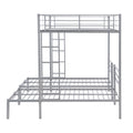 Full Over Twin&Twin Size Bunk Bed With Built In Shelf, Silver Full Silver Metal