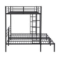 Full Over Twin&Twin Size Bunk Bed With Built In Shelf, Black Full Black Metal