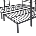 Full Over Twin&Twin Size Bunk Bed With Built In Shelf, Black Full Black Metal