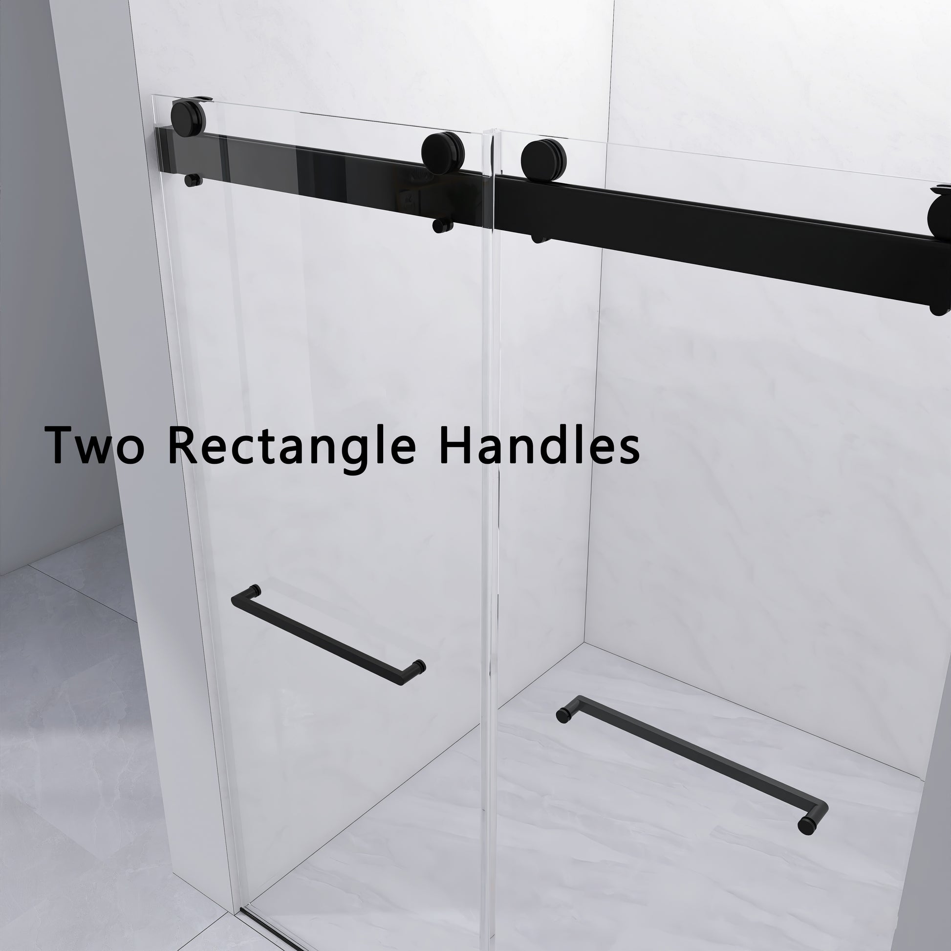 Frameless Double Sliding Shower, 69" 72" Width, 79" Height, 3 8" 10 Mm Clear Tempered Glass,Designed For Smooth Door With Clear Tempered Glass And Stainless Steel Hardware In Matte Black Finish Matte Black Bathroom Modern Glass