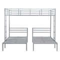 Full Over Twin&Twin Size Bunk Bed With Built In Shelf, Silver Full Silver Metal