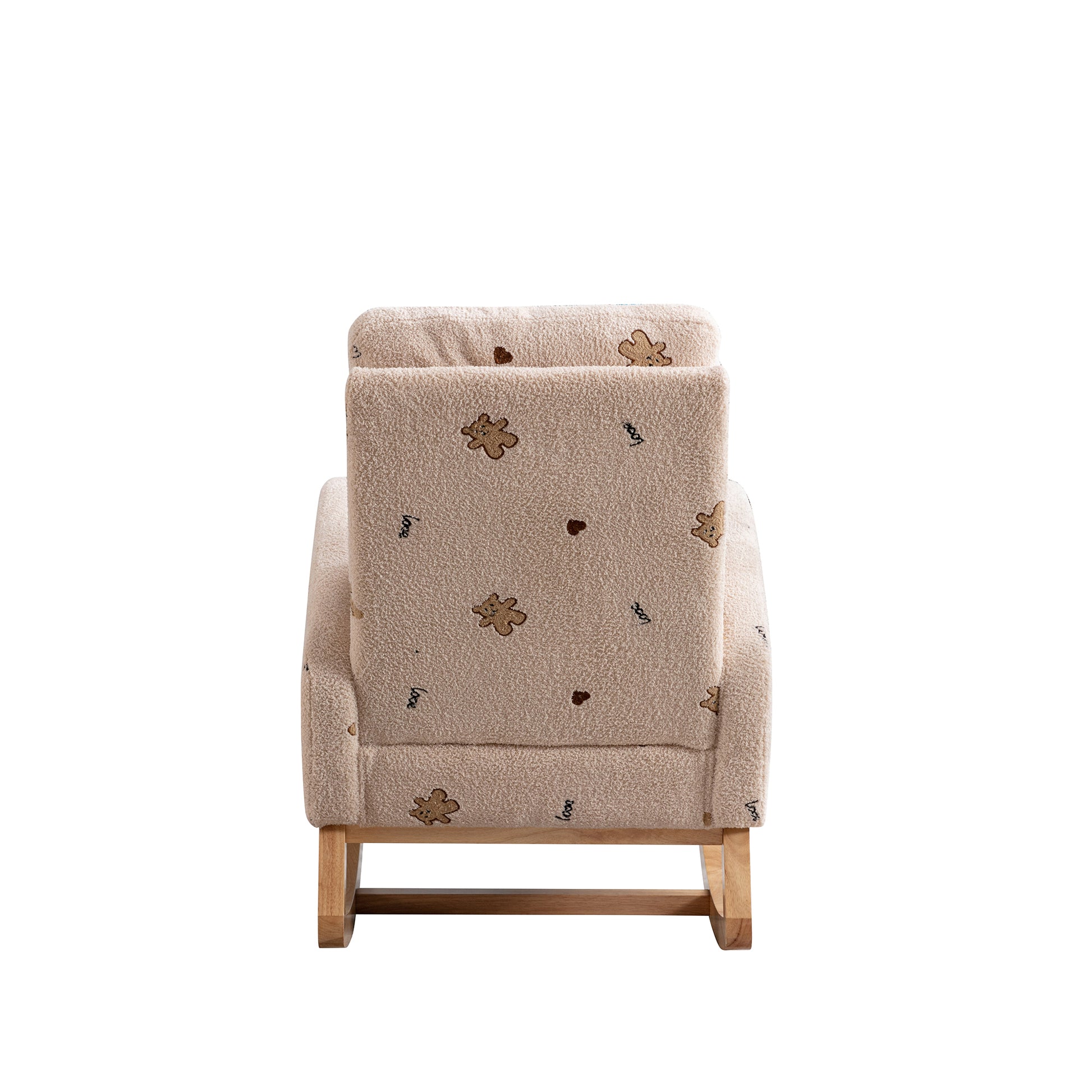 26.8"W Modern Rocking Chair For Nursery, Mid Century Accent Rocker Armchair With Side Pocket, Upholstered High Back Wooden Rocking Chair For Living Room Baby Kids Room Bedroom, Beige Boucle Beige Foam Boucle