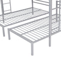 Full Over Twin&Twin Size Bunk Bed With Built In Shelf, Silver Full Silver Metal