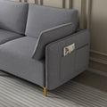 L Shape Sectional Sofa With Usb Grey Fabric Grey Foam Fabric