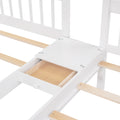 Full Over Twin & Twin Bunk Bed, Wood Triple Bunk Bed With Drawers And Guardrails White White Solid Wood