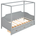 Twin Size Wooden Canopy Daybed With 3 In 1 Storage Drawers,Grey Grey Pine