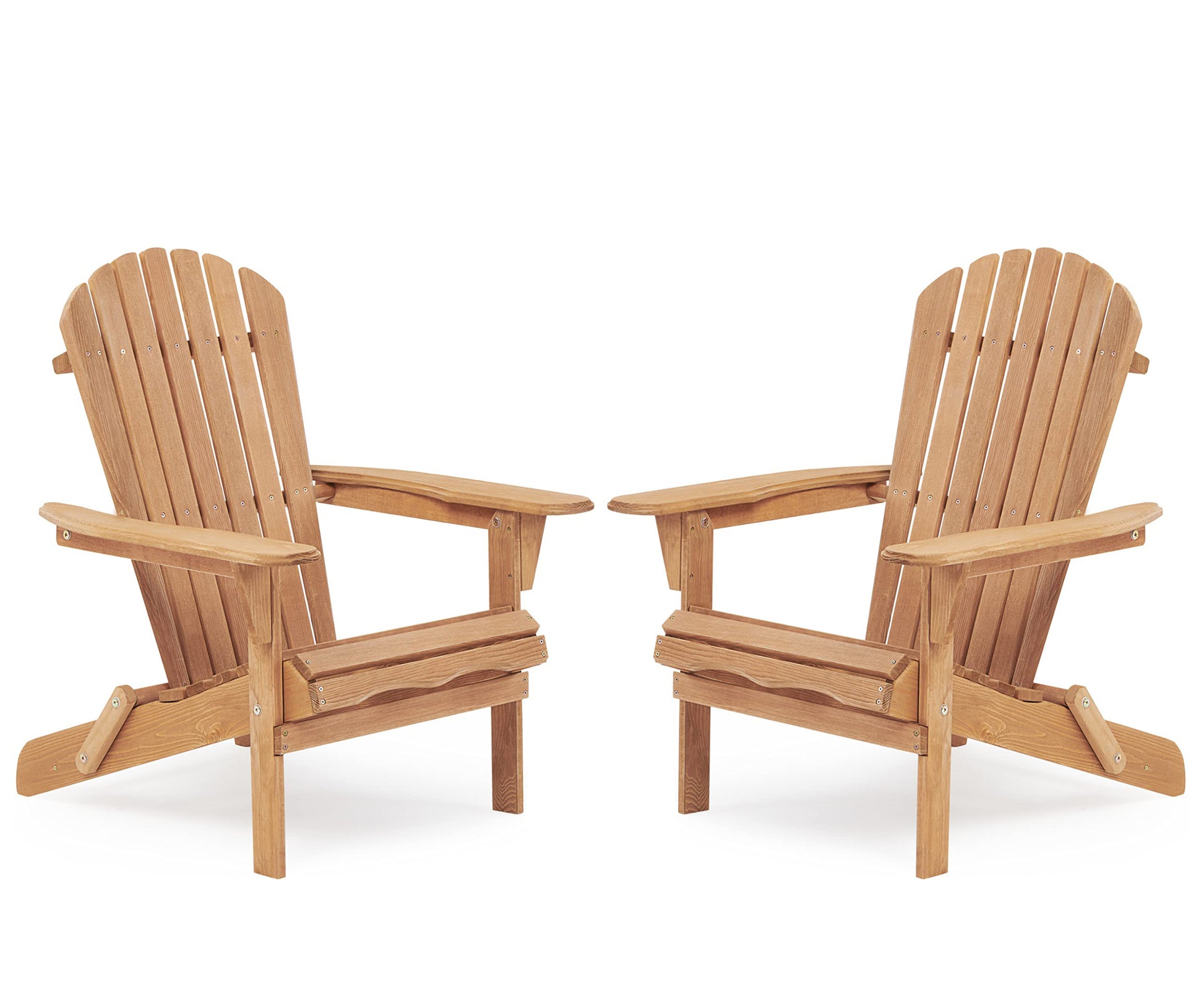 Wooden Outdoor Folding Adirondack Chair Set Of 2 Wood Lounge Patio Chair For Garden,Garden, Lawn, Backyard, Deck, Pool Side, Fire Pit,Half Assembled Light Brown Solid Wood