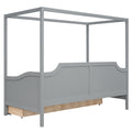 Twin Size Wooden Canopy Daybed With 3 In 1 Storage Drawers,Grey Grey Pine