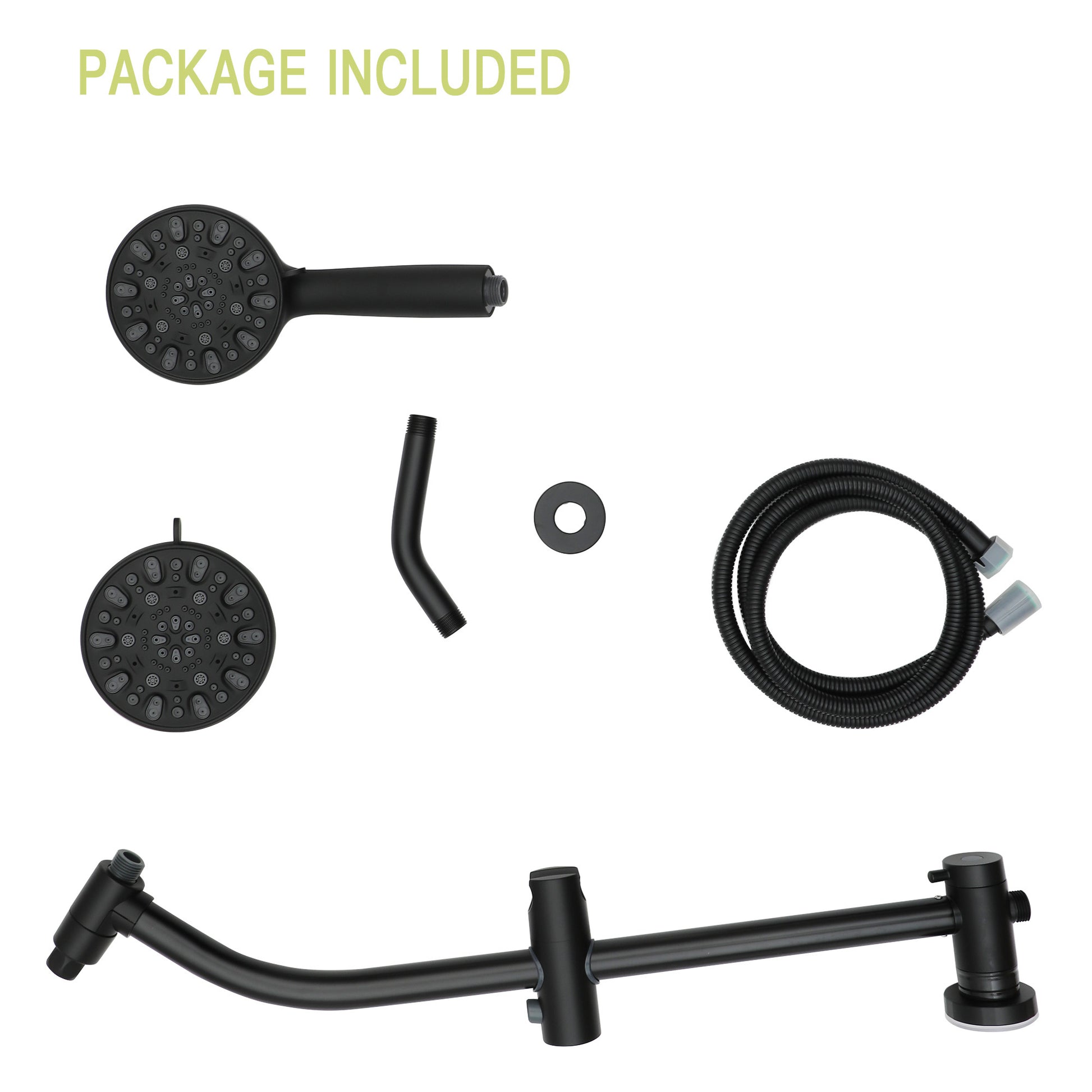 Multi Function Dual Shower Head Shower System With 4.7" Rain Showerhead, 7 Function Hand Shower, Adjustable Slide Bar,Matte Black Matte Black Plastic