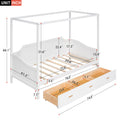 Twin Size Wooden Canopy Daybed With 3 In 1 Storage Drawers,White White Pine