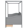 Twin Size Wooden Canopy Daybed With 3 In 1 Storage Drawers,Grey Grey Pine