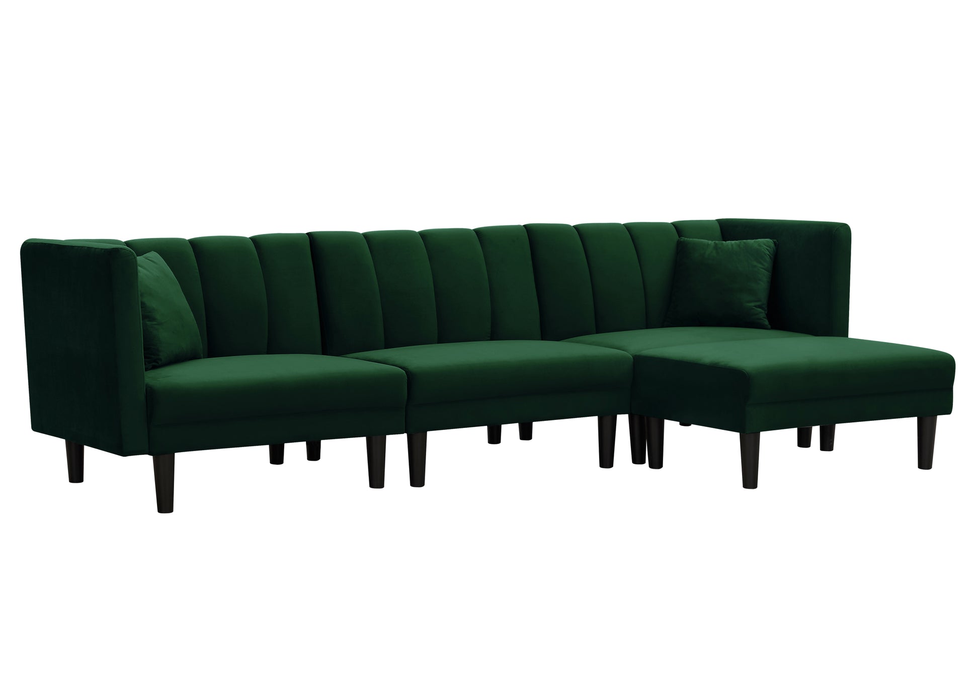 Reversible Sectional Sofa Sleeper With 2 Pillows Dark Green Velvet Dark Green Velvet