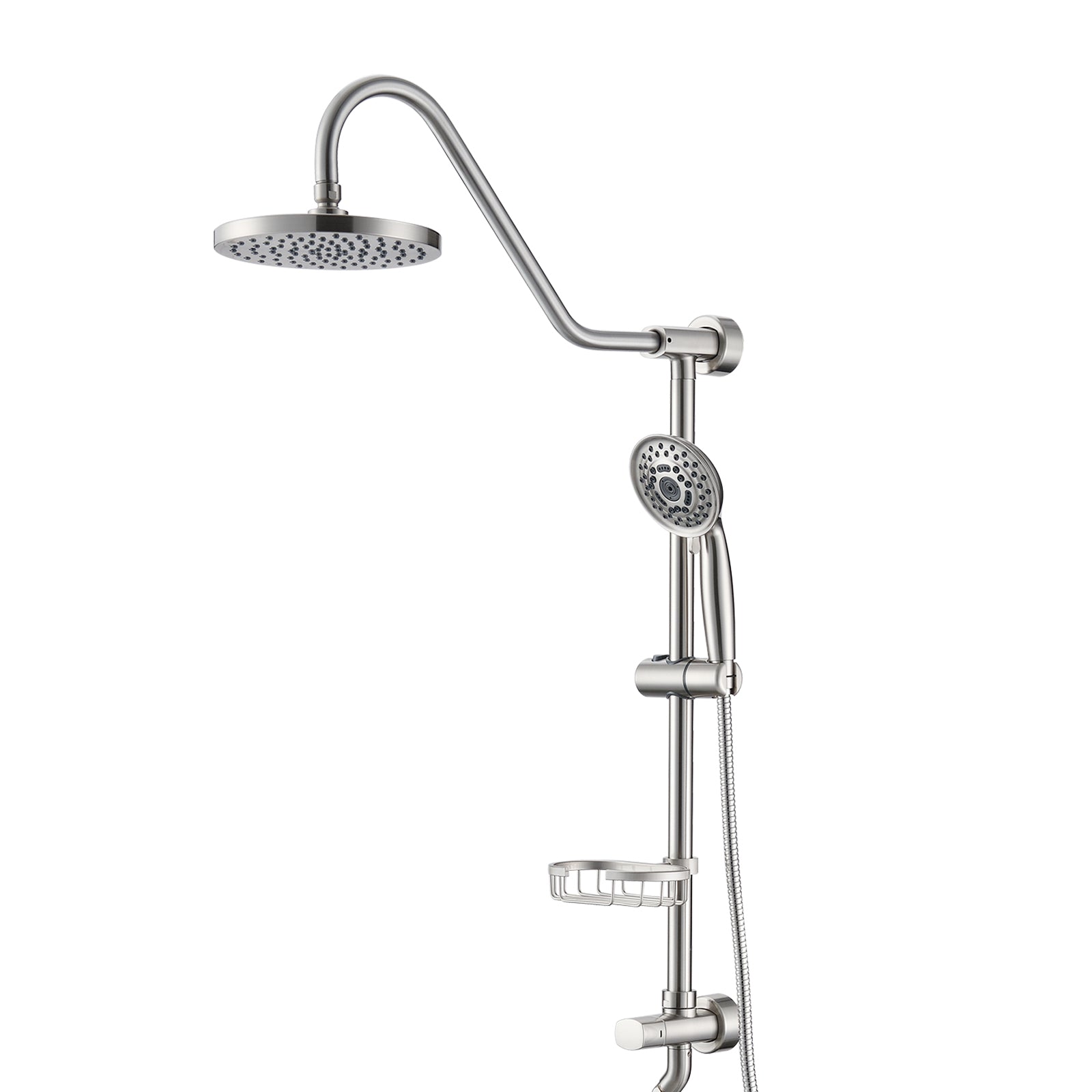 Shower Head With Handheld Shower System With 8" Rain Shower Head Brushed Nickel Stainless Steel