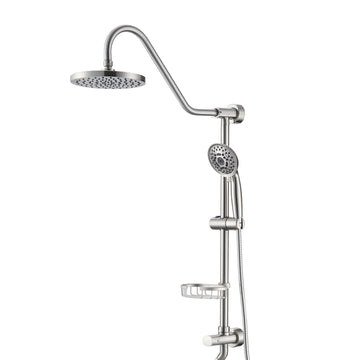 Shower Head With Handheld Shower System With 8" Rain Shower Head Brushed Nickel Stainless Steel