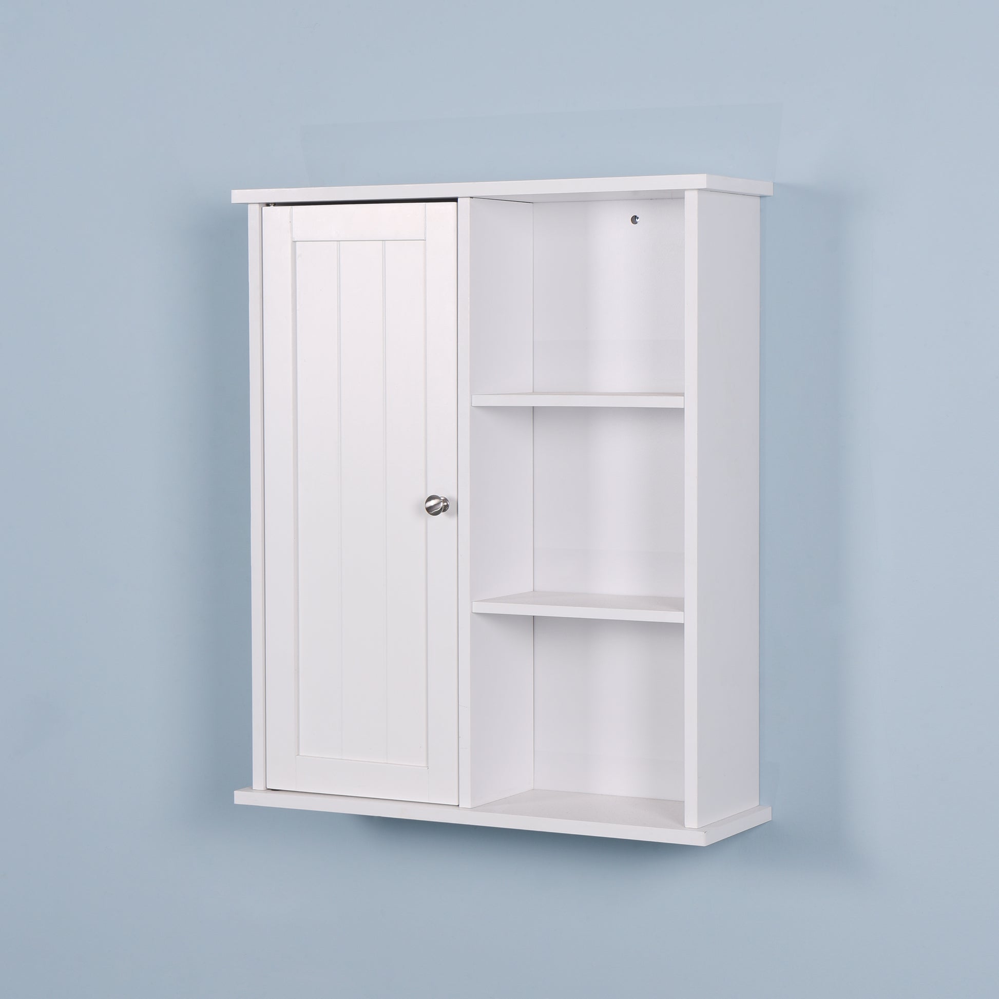 Wall Mount Medicine Cabinet With A Door, Wooden Bathroom Storage Cabinet With Adjustable Shelf White Mdf