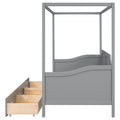 Twin Size Wooden Canopy Daybed With 3 In 1 Storage Drawers,Grey Grey Pine