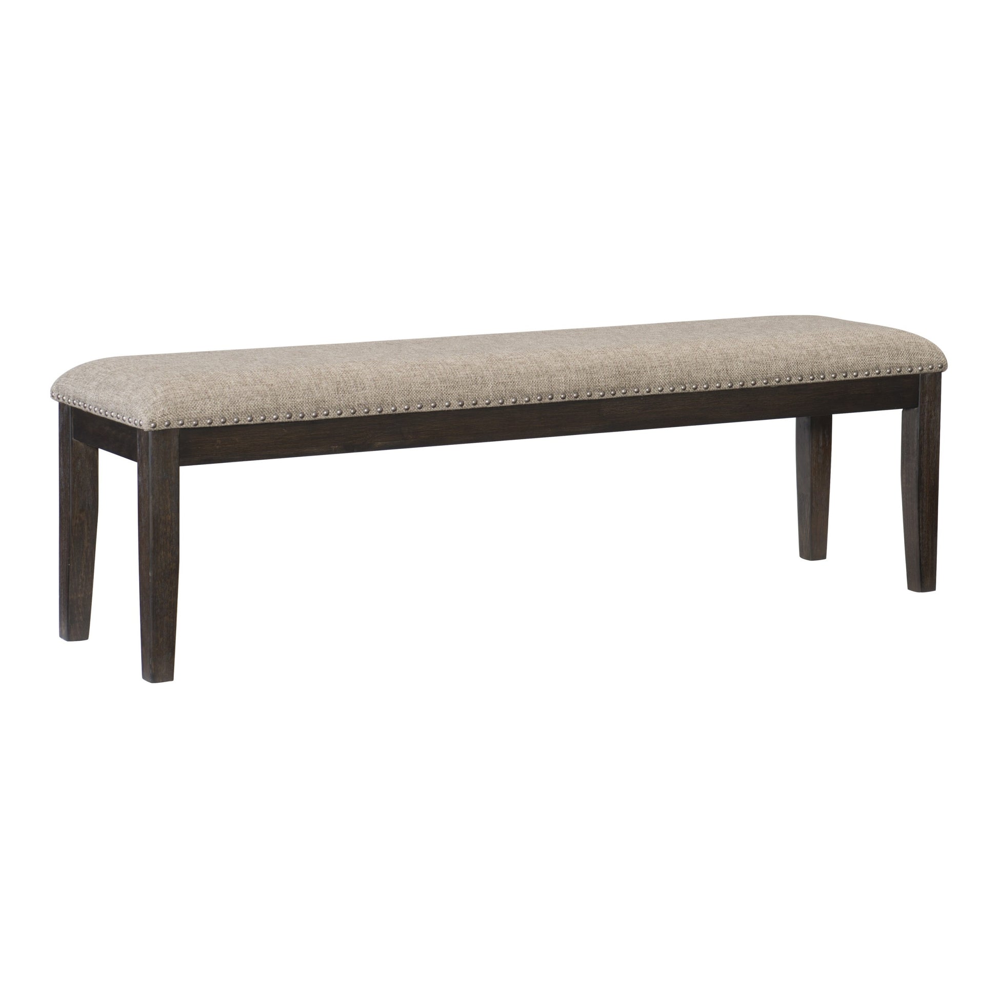 Traditional Style Wood Framed 1Pc Bench Upholstered Naihead Trim Wire Brushed Rustic Brown Finish Dining Room Furniture Brown Mix Dining Room Traditional Wood