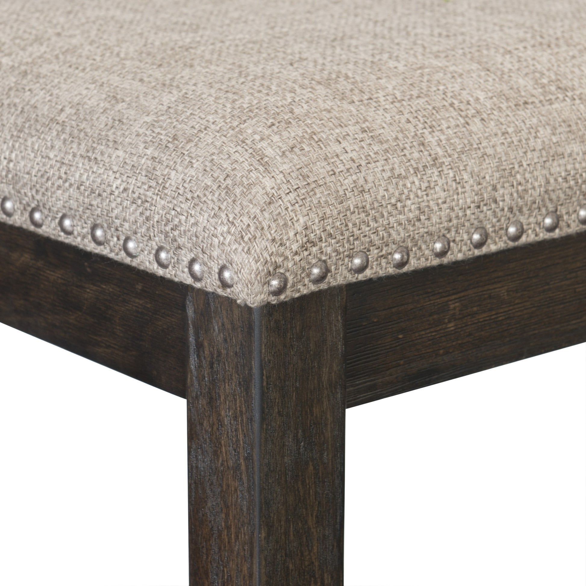 Traditional Style Wood Framed 1Pc Bench Upholstered Naihead Trim Wire Brushed Rustic Brown Finish Dining Room Furniture Brown Mix Dining Room Traditional Wood