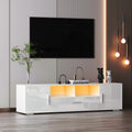 Quickassemblefashiontvstand,Tvcabinet,Entertainment Center Tv Station,Tvconsole,Console With Led Light Belt, Light Belt Can Be Remote Control,With Cabinets,Open Cells,For The Living Room,Bedroom,White White Primary Living Space 60 69 Inches 60 69 Inches