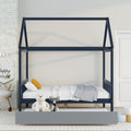 Navy Blue House Full Bed With Trundle Of Grey Color Blue Pine