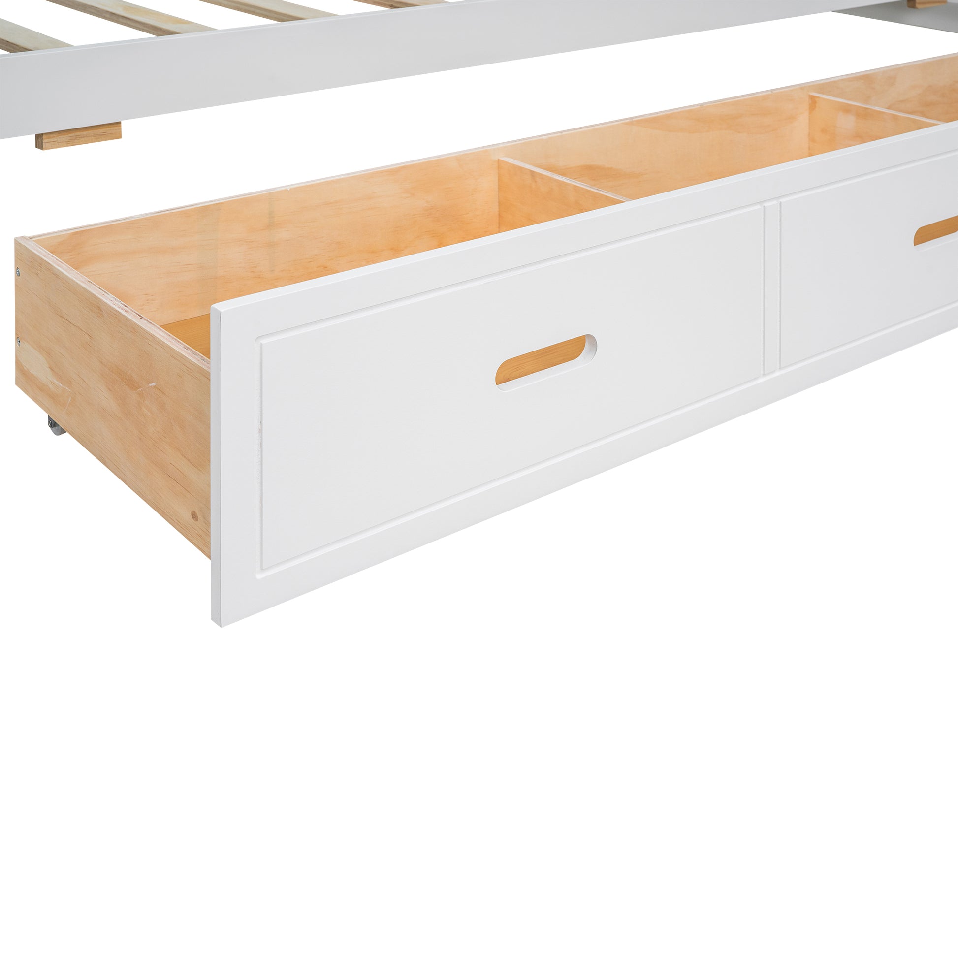 Twin Size Wooden Canopy Daybed With 3 In 1 Storage Drawers,White White Pine