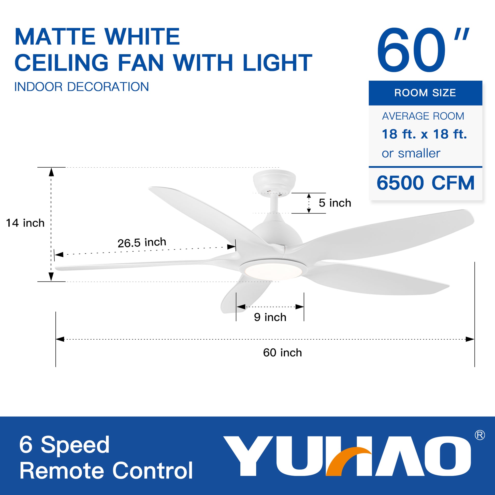 Modern 60 In Intergrated Led Ceiling Fan Lighting With White Abs Blade White Abs