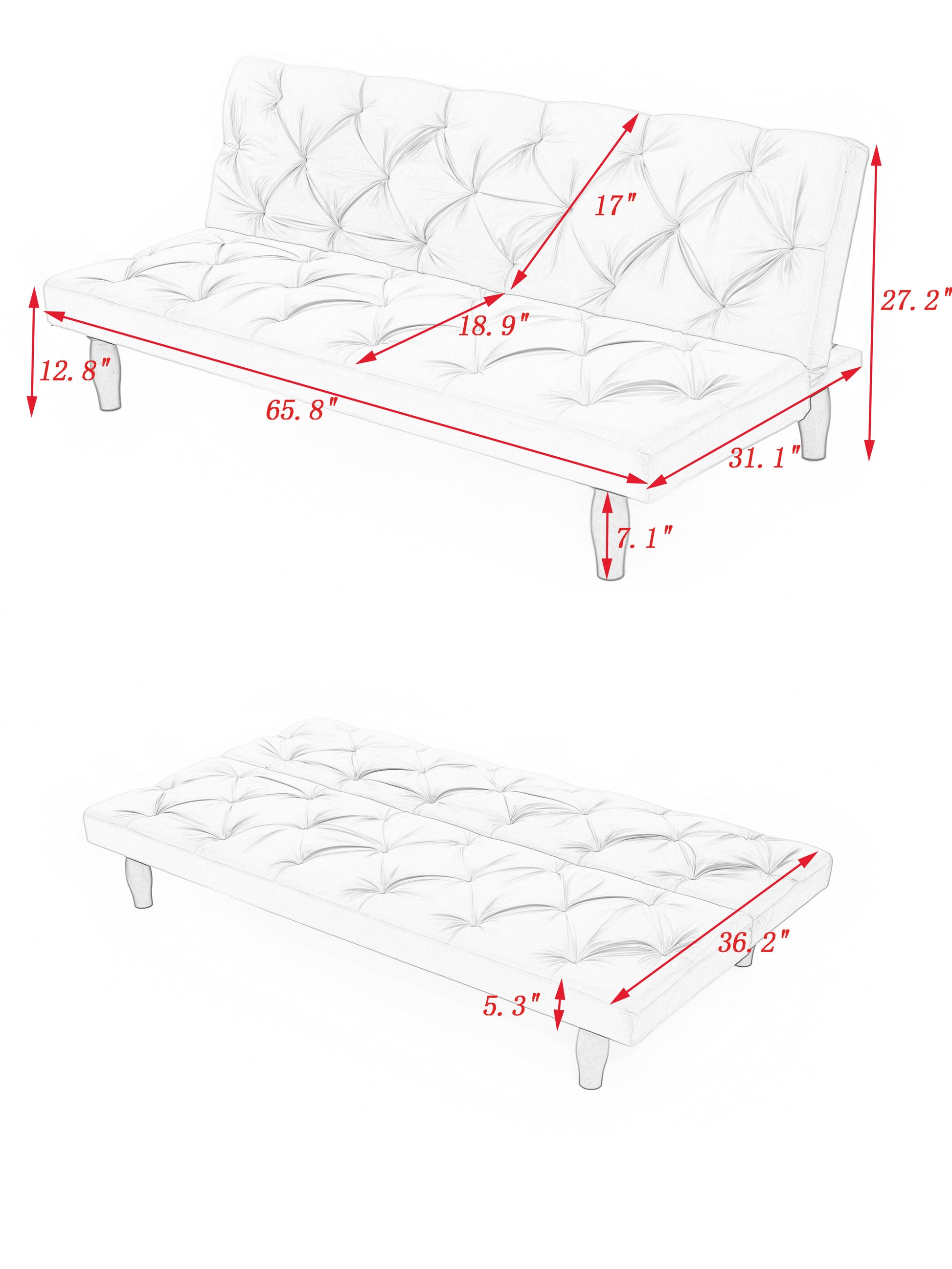 2534B Sofa Converts Into Sofa Bed 66" Green Velvet Sofa Bed Suitable For Family Living Room, Apartment, Bedroom Green Velvet