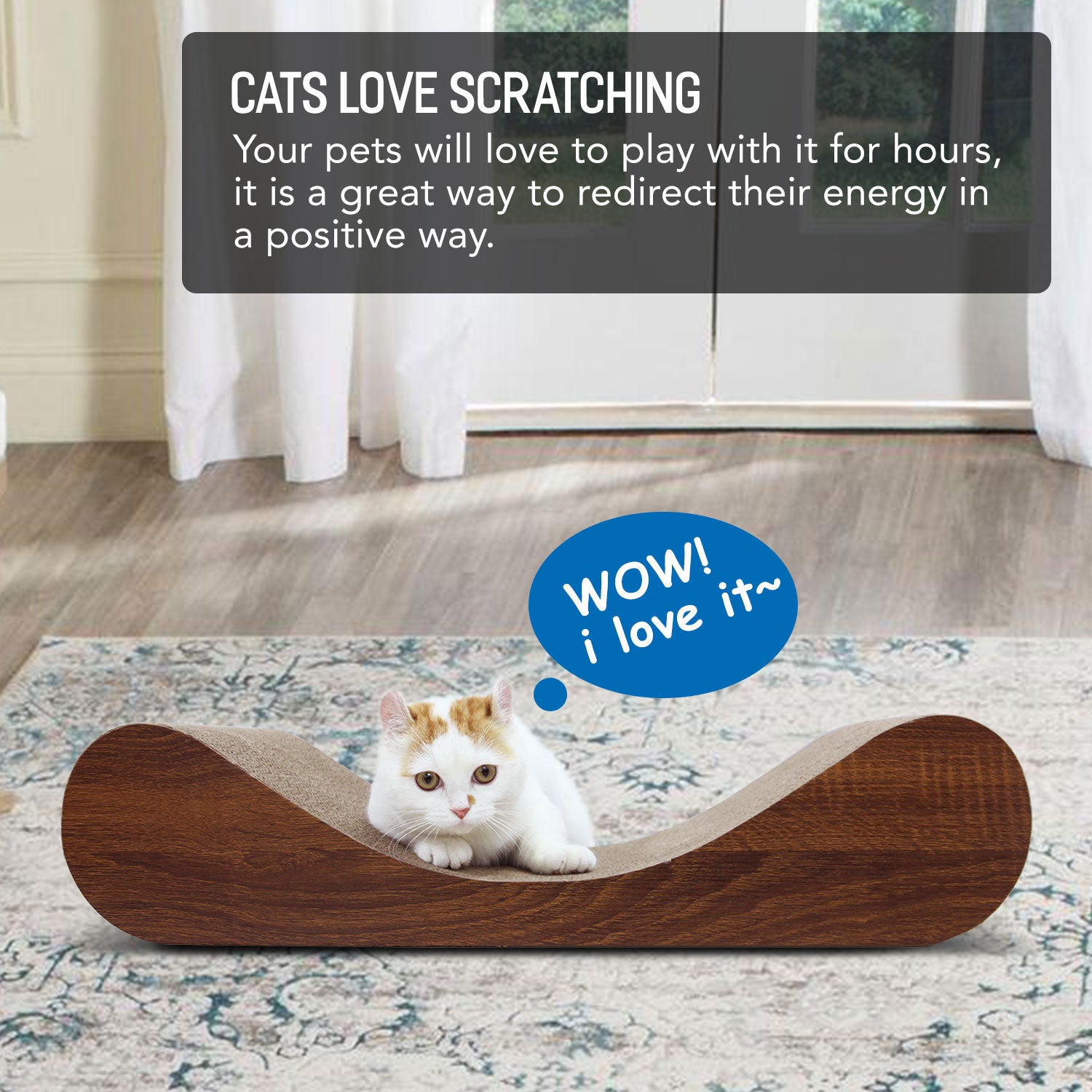 Scratchme Cat Scratcher Cardboard Lounge Bed, Wood Brown Paper