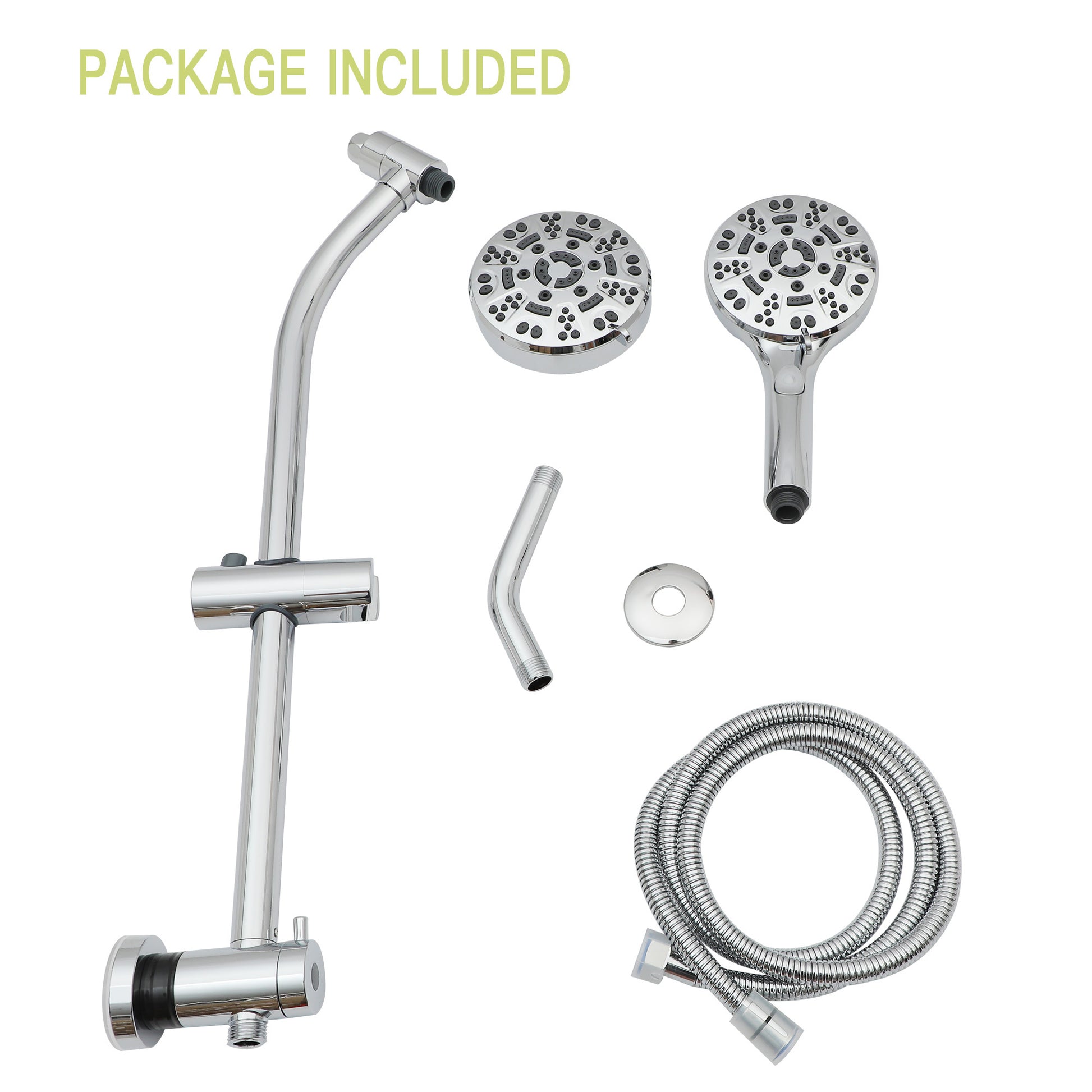 Multi Function Dual Shower Head Shower System With 4.7" Rain Showerhead, 8 Function Hand Shower, Adjustable Slide Bar,Chrome Chrome Plastic